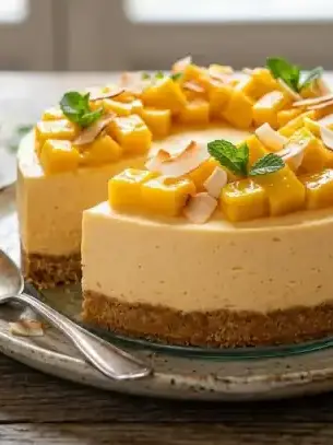 Cheesecake al mango senza cottura Cheesecake al mango senza cottura
