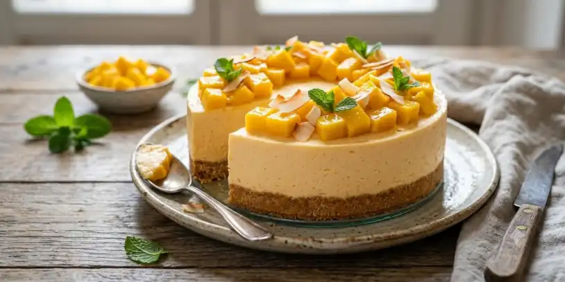 Cheesecake al mango senza cottura Cheesecake al mango senza cottura