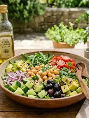 Insalata estiva di ceci, cetriolo, avocado e menta Insalata estiva di ceci, cetriolo, avocado e menta